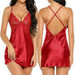 Deep V Back Satin Long Cami Dress