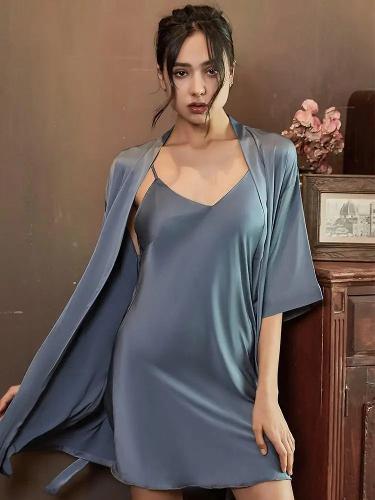 Casual Intimate Satin Robe Set