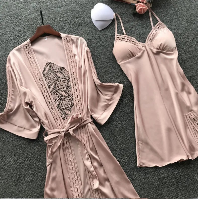 Satin Lace Pink Intimate Night Dress