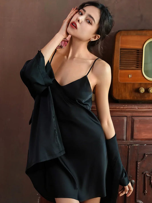 Casual Intimate Satin Robe Set