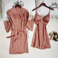 Pink Print Dot Wedding Robe Set Sleepwear