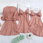 Pink Print Dot Wedding Robe Set Sleepwear