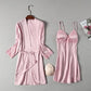 Satin Lace Pink Intimate Night Dress