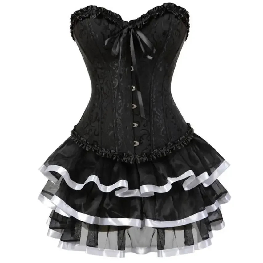 Sexy Jacquard Lace Up Corset