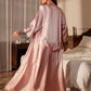 Silk Satin Kimono with Lace Trim