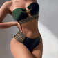 Underwire Push Up Textured High Waist Bikini Set