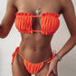 Polka Dot Print Mid Waist Bikini Set