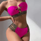 Underwire Push Up Textured High Waist Bikini Set