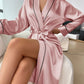 Satin Robe Sexy Solid Kimono