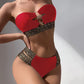 Underwire Push Up Textured High Waist Bikini Set