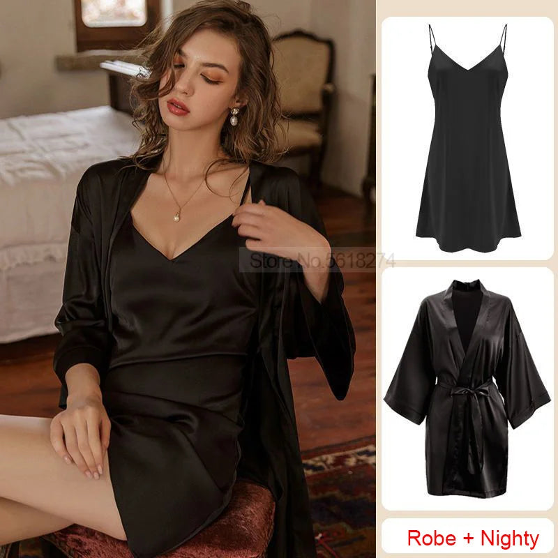 Casual Intimate Satin Robe Set