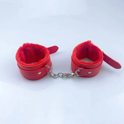 Sexy Adjustable PU Leather Plush Handcuff