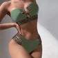 Underwire Push Up Textured High Waist Bikini Set