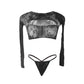 Hollow Out Long Sleeve Bra And Panty Set