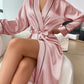 Satin Robe Sexy Solid Kimono