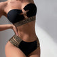 Underwire Push Up Textured High Waist Bikini Set