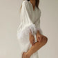 Bride Robe With Feather Sleeves