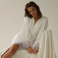 Bride Robe With Feather Sleeves