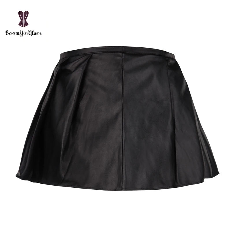 Plus Size Push Up Faux Leather Corset with Skirt